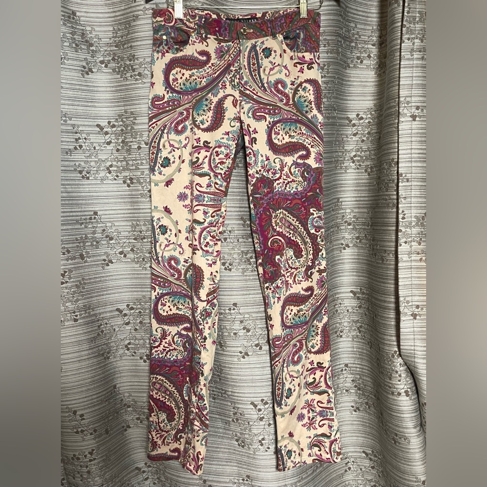 Ralph Lauren Paisley Print Pants Jean style stretch